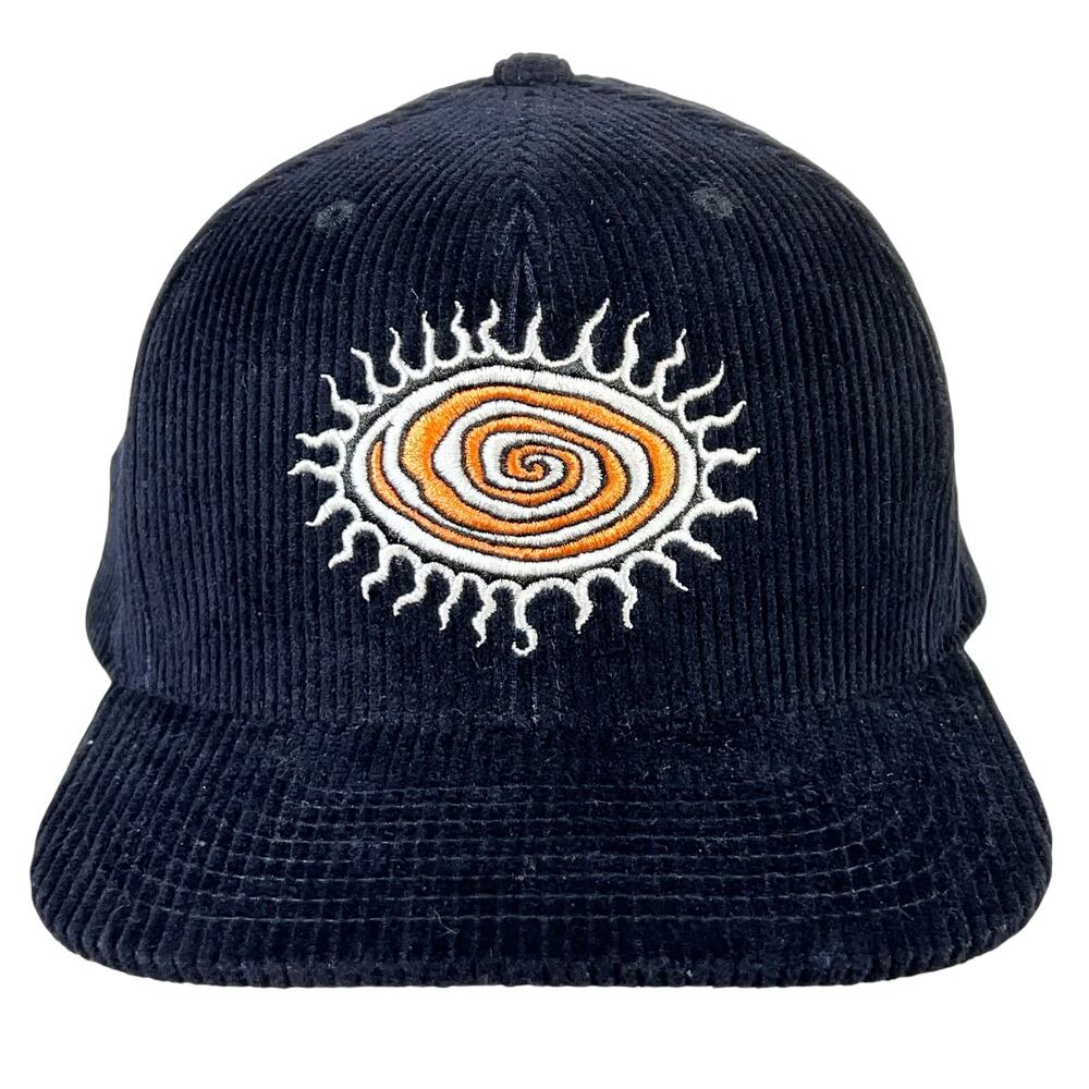 Vans Off The Wall Sun Swirl Embroidered Sun Black Curdory Snapback Hat Cap New